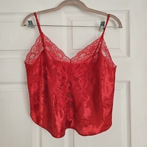 Red With Small Bow Embellishments Vintage Intimate Sleepwear Top Sz S Christmas!